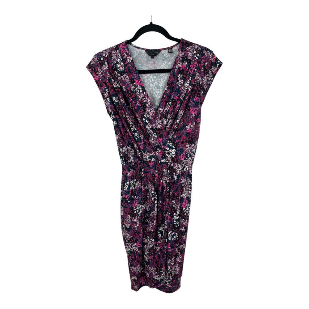 Ted Baker Dress Maggeyi Floral wrap front jersey size 1 (US 4) - Picture 2 of 9